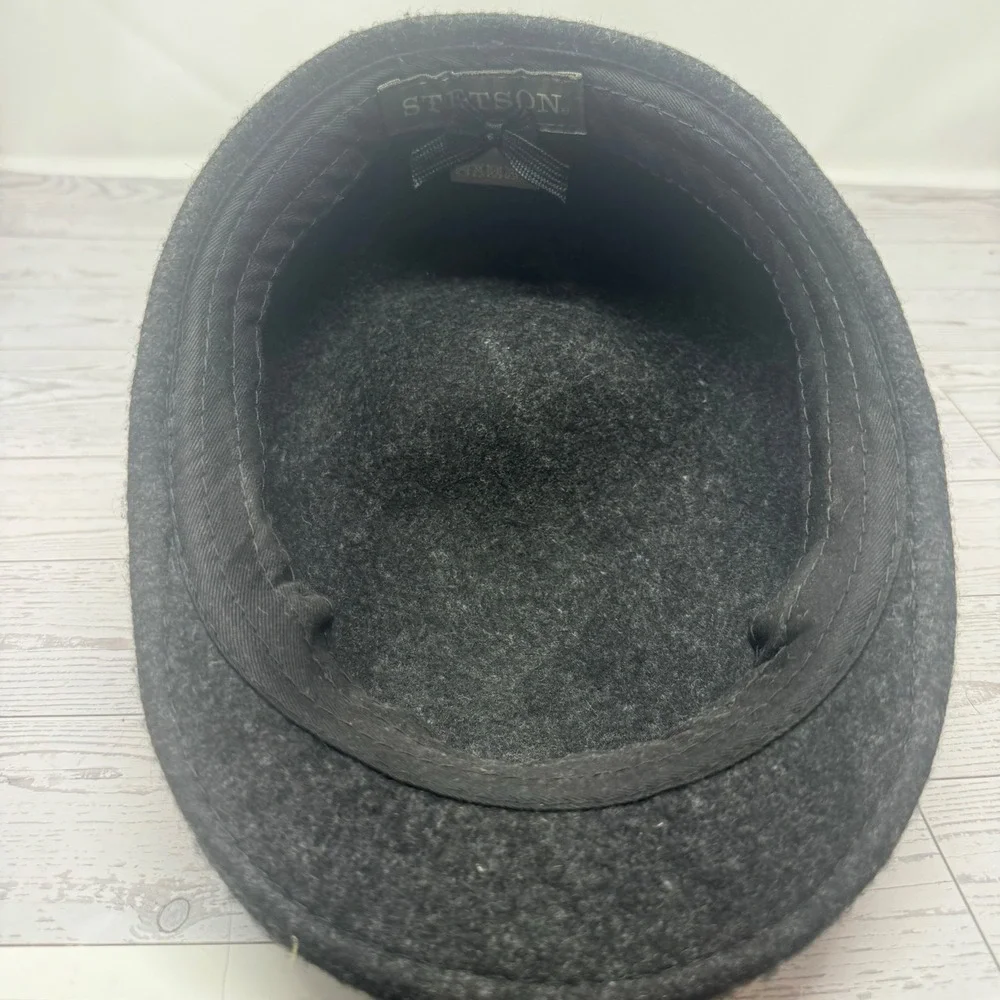 Stetson Black Wool Blend Flat Cap Mens Ivy Driver Hat Newsboy Large